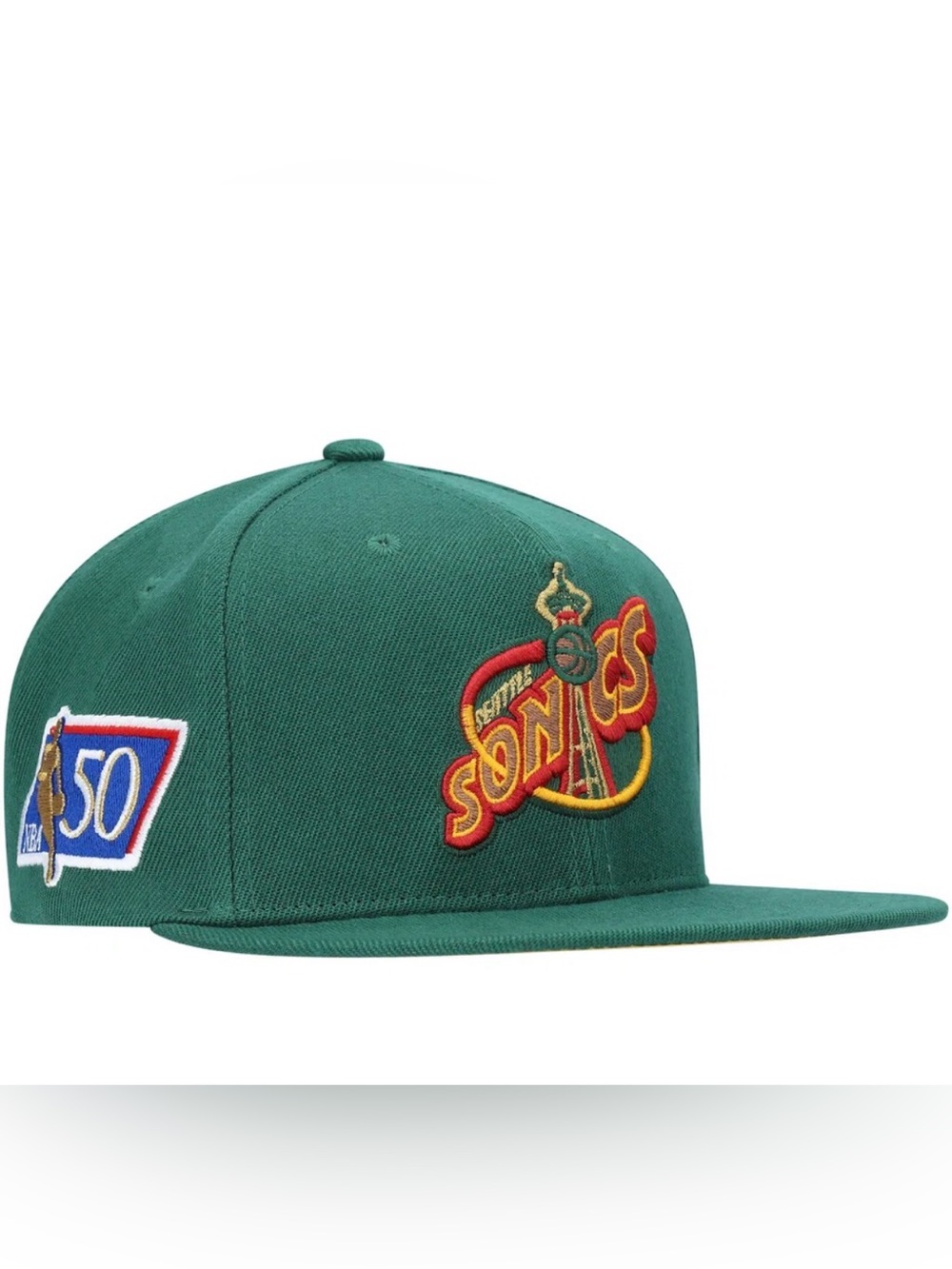 Seattle Supersonics Mitchell & Ness Green 50th Anniversary Logo Snapback Hat